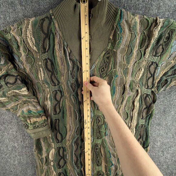 COOGI Australia Sweater Women Medium Green Knit Pullover Turtleneck Padded Shldr - Picture 3 of 16